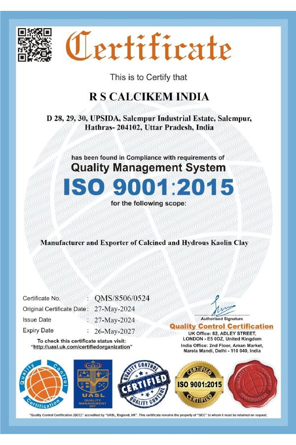 ISO 9001:2015 certificate scan